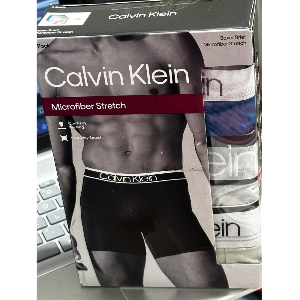 Calvin Klein Mens 3 Pack Microfiber Stretch Boxer Briefs Multicolor NP2837R-SAA